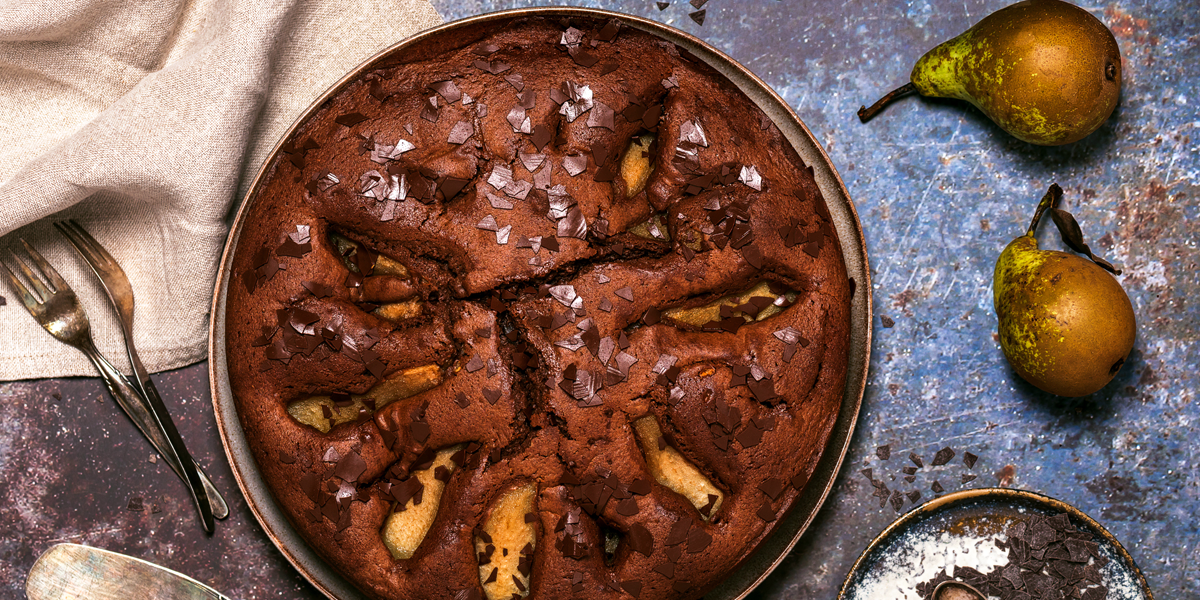 Brownie de chocolate y pera