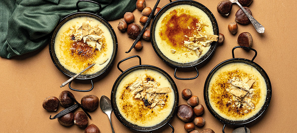 Crema quemada de turrón y polvorón