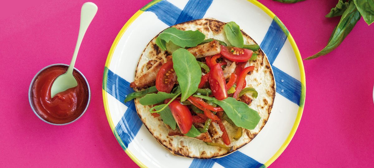 Fajita de cerdo y verduras