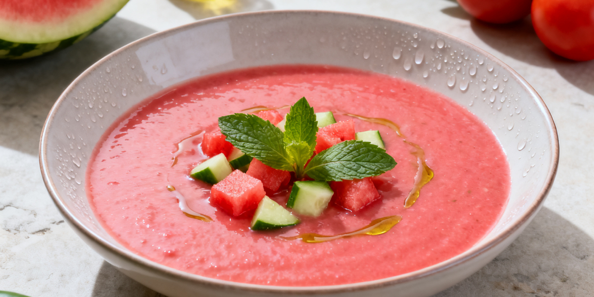 Gazpacho de sandÃ­a y pepino con menta