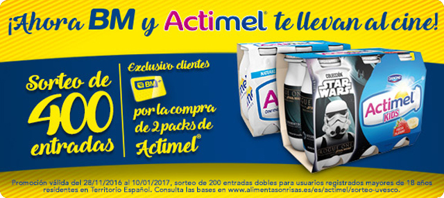 BM Supermerkatuek eta Actimelek zinemara eraman nahi zaituzte