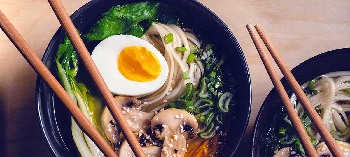 Ramen de setas y verduras