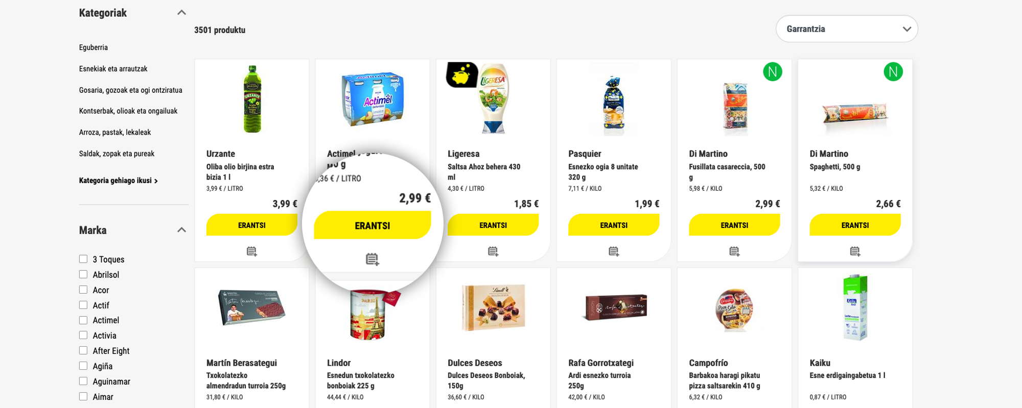 PRODUKTUAK SASKIRA GEHITU