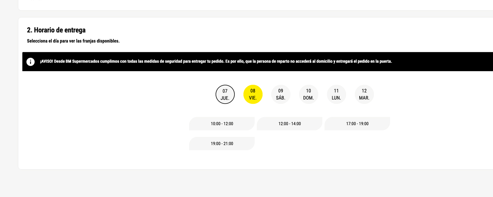 HORARIO DE ENTREGA
